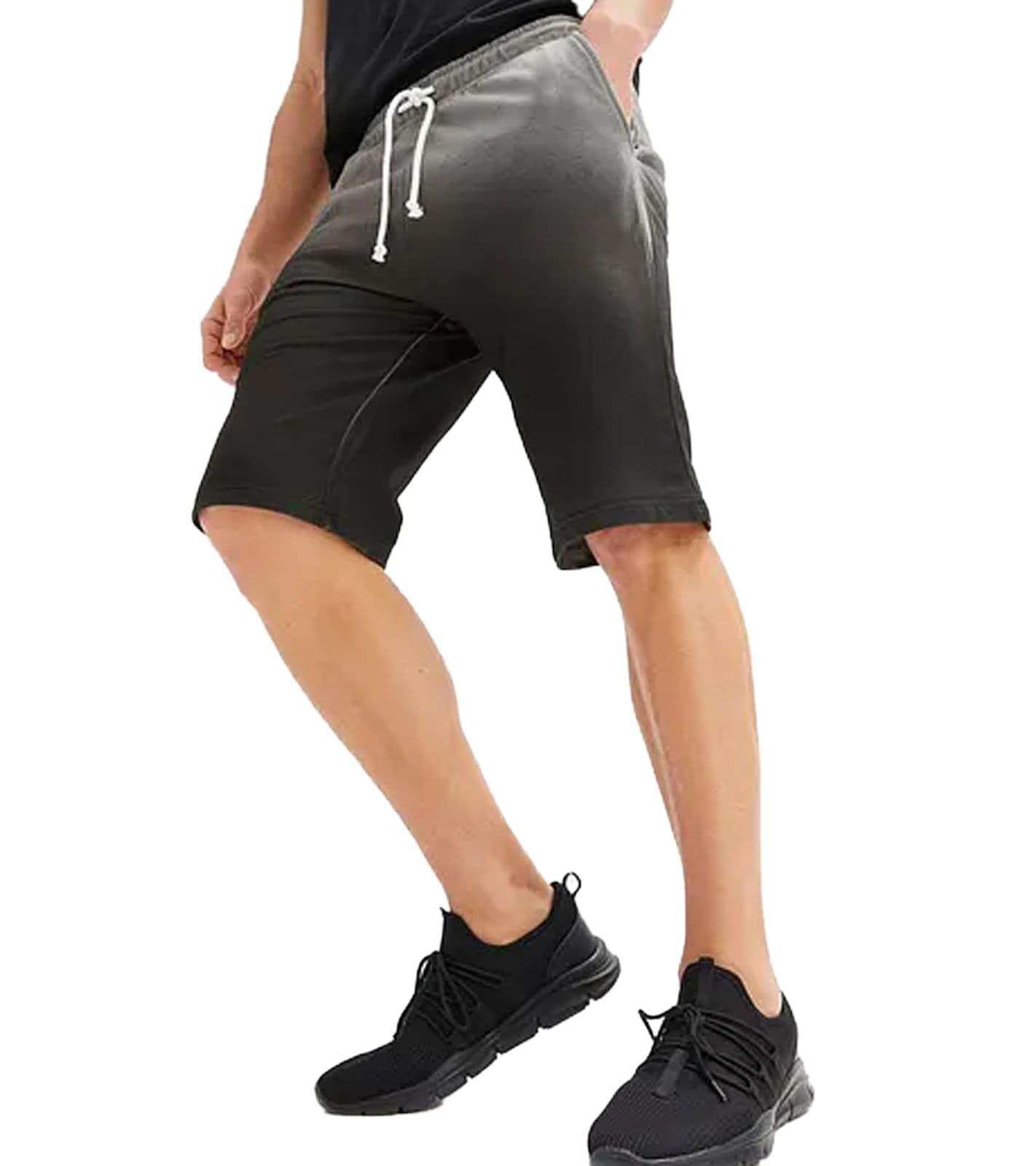 comodi pantaloncini da uomo in felpa, pantaloni corti in cotone con sfumatura di colore 931310 nero/grigio