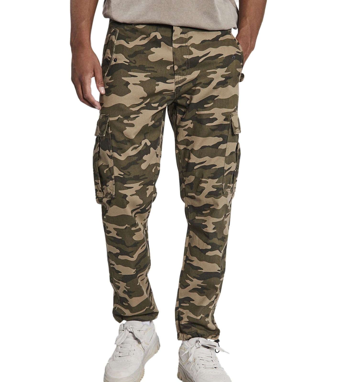 RIDEFINITO RIBELLE Jolan Pantaloni cargo da uomo in stile utility Pantaloni in cotone anti-fit Pantaloni alla caviglia con coulisse 226027 Mimetico,