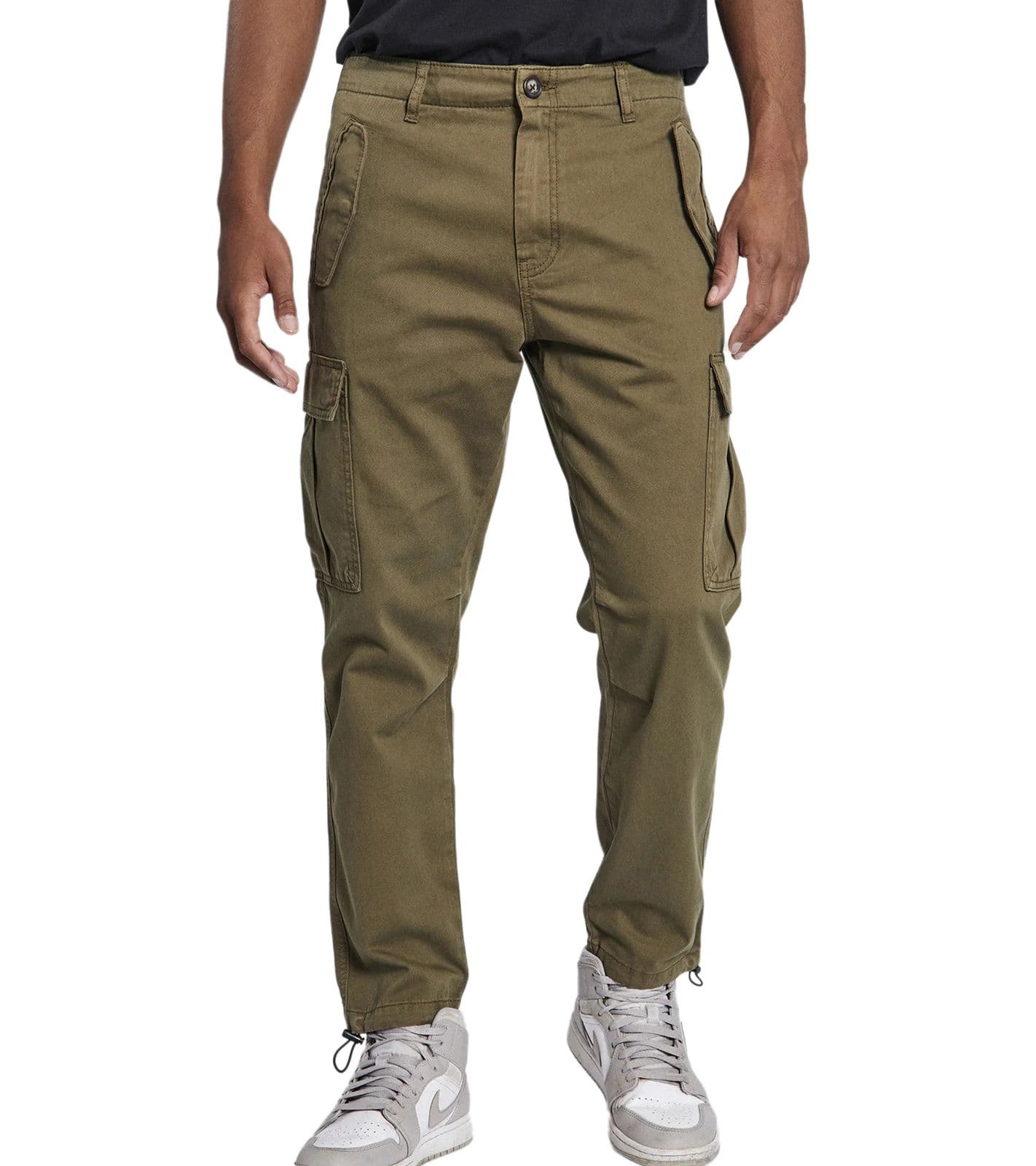REDEFINED REBEL Jolan Pantaloni cargo da uomo in stile utility Pantaloni anti-fit in cotone alla caviglia con coulisse 226027 verde oliva