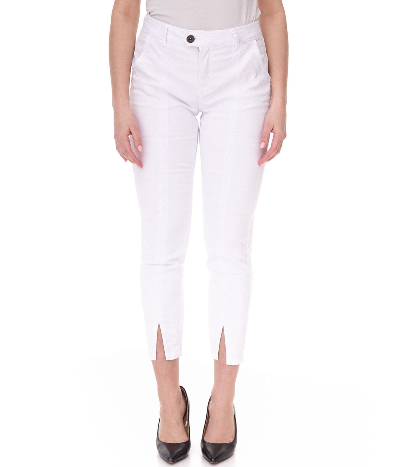 AjC Jeans Pantaloni Slim-Fit da Donna alla Caviglia con Spacco 41050410 Bianco