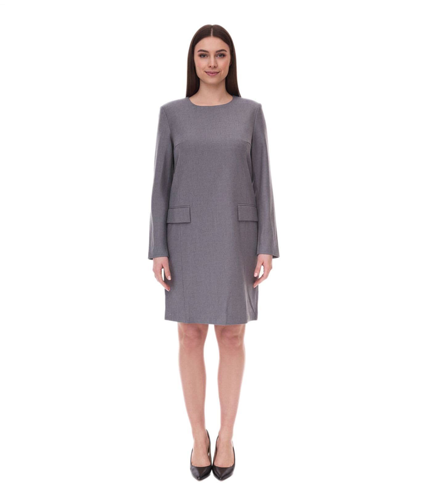 Abito sostenibile da donna con spalline Abito business con contenuto di lana Mini abito 956968 Grigio