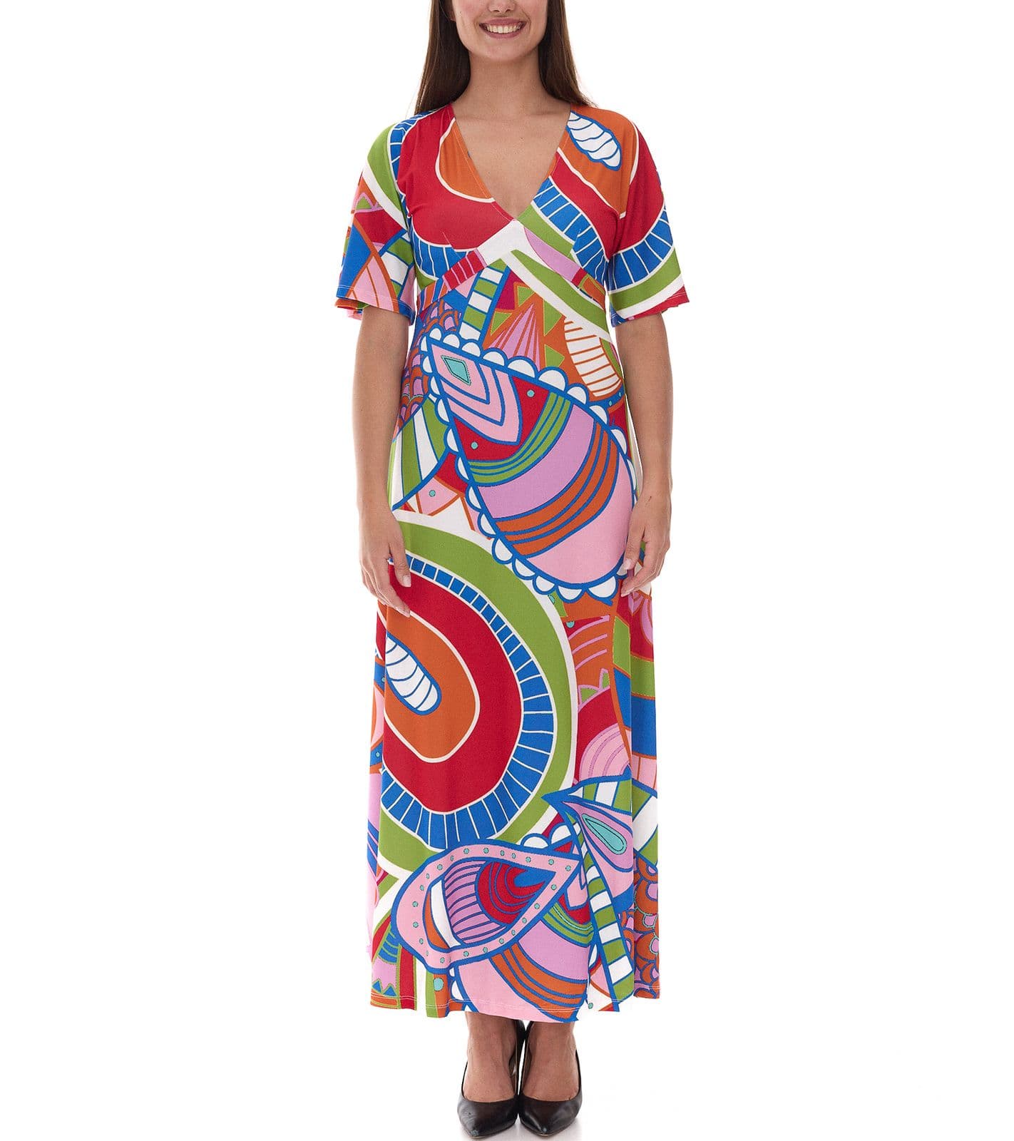 Vestito estivo da donna colorato in jersey con stampa all-over 933255 Colorato