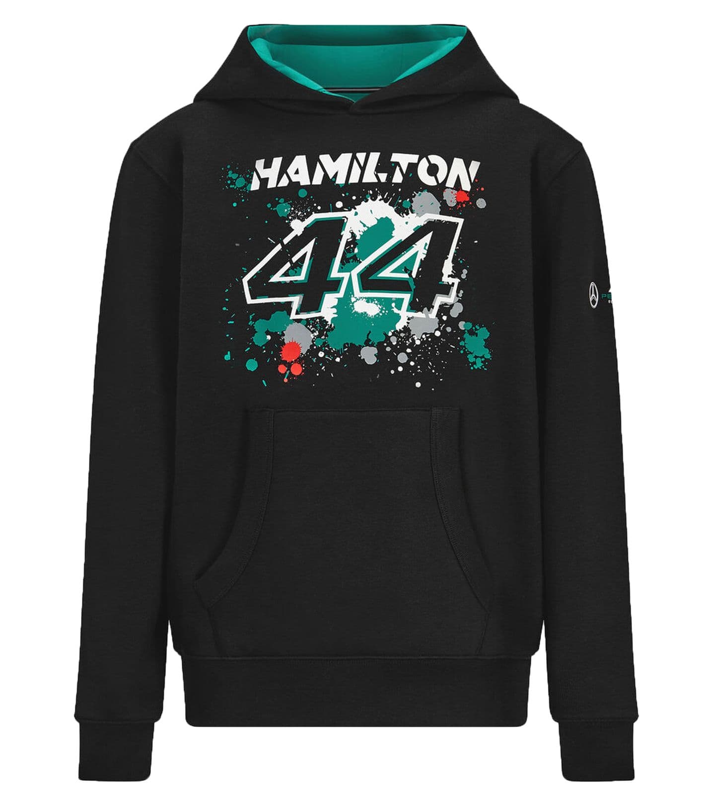 Felpa con cappuccio Mercedes-Benz AMG Petronas F1 Lewis Hamilton, sostenibile, per bambine e bambini, Formula 1, 701218883 001, nera