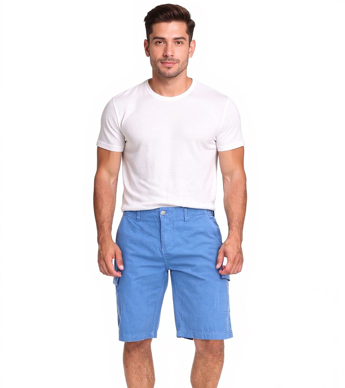 U.S. POLO ASSN. Pantaloncini cargo da uomo per il tempo libero, leggeri con ricamo U.S. Polo, pantaloncini 143 68147 52661 335 Azzurro
