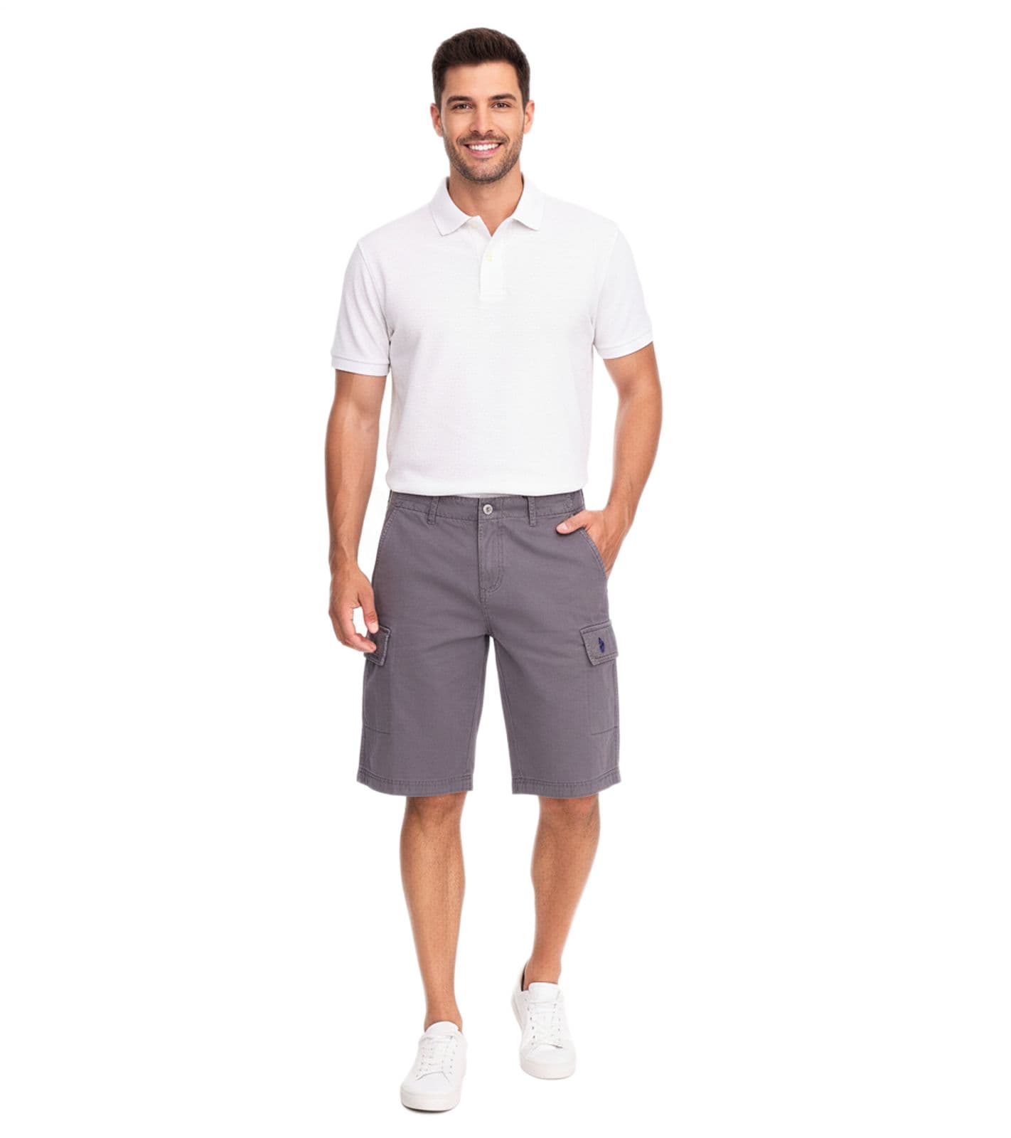 U.S. POLO ASSN. Pantaloncini cargo da uomo per il tempo libero, leggeri con ricamo U.S. Polo, codice articolo 143 68147 52661 381 Grigio