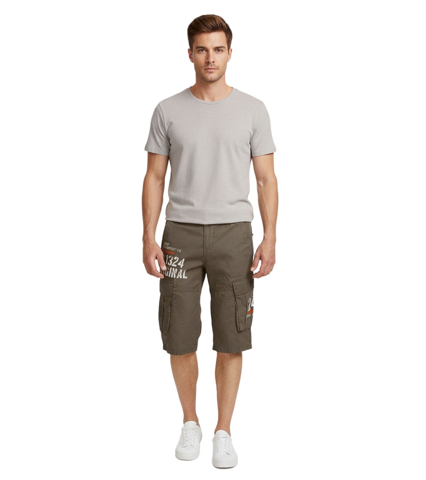 FQ1924 Mael Bermuda Cargo Casual da Uomo, Pantaloni Estivi in ​​Cotone 21900196 180515 Oliva