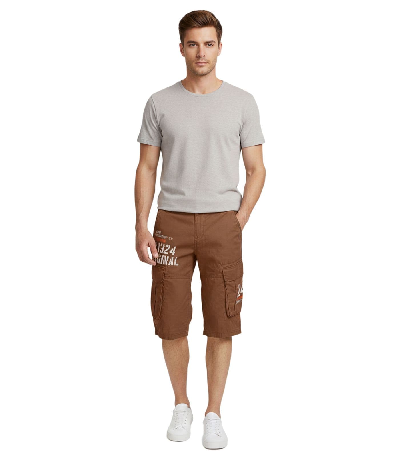 FQ1924 Mael Bermuda Cargo Casual da Uomo, Pantaloni Estivi in ​​Cotone 21900196 181018 Marrone