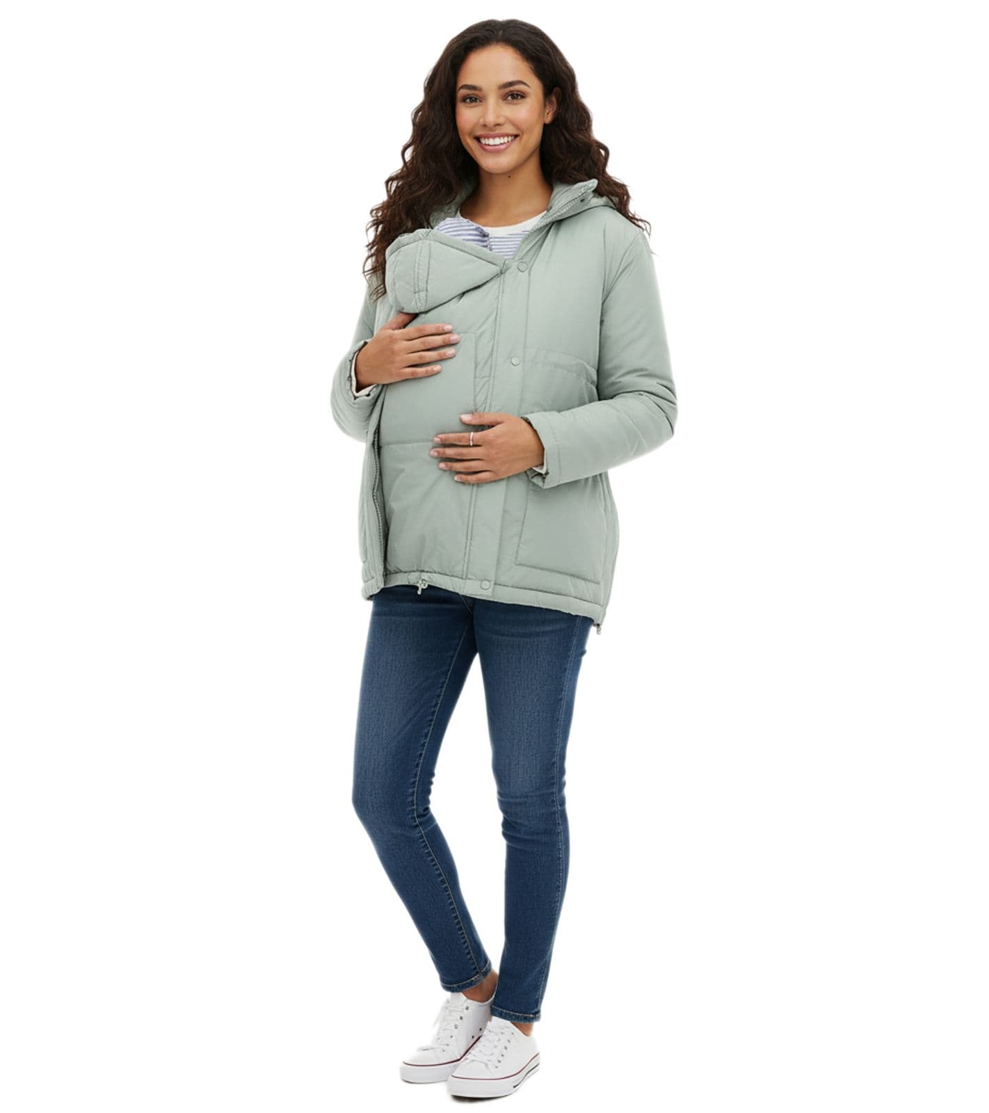 Giacca premaman trapuntata sostenibile da donna, abbigliamento premaman 945524, verde