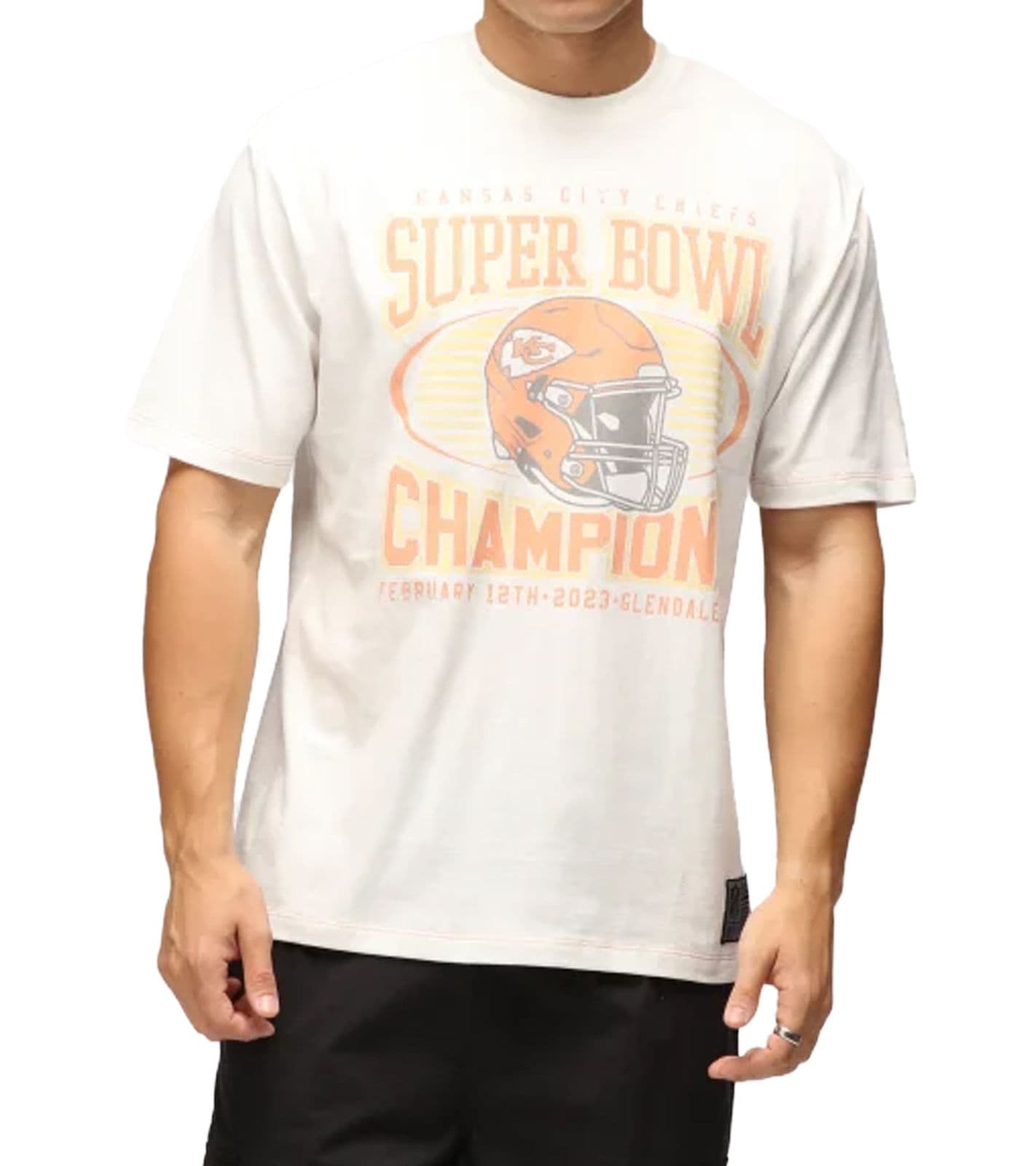 T-shirt da uomo RE:COVERED X NFL Kansas City Chiefs con stampa Champions, in cotone RCNFL1559, Écru-Bianco view 2