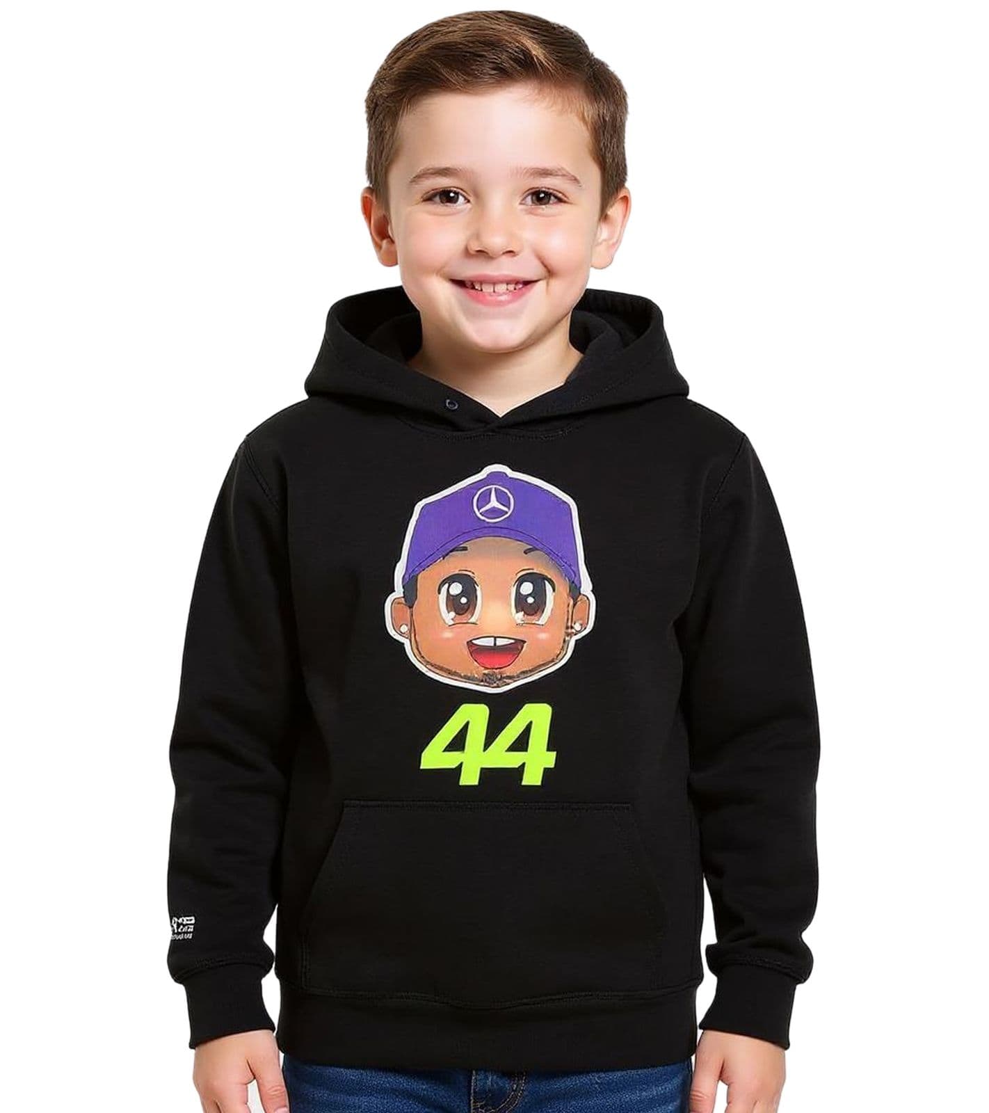 Felpa con cappuccio Mercedes-Benz AMG Petronas F1 Lewis Hamilton per bambine e bambini, Felpa con cappuccio Formula 1 701227130 001 Nero