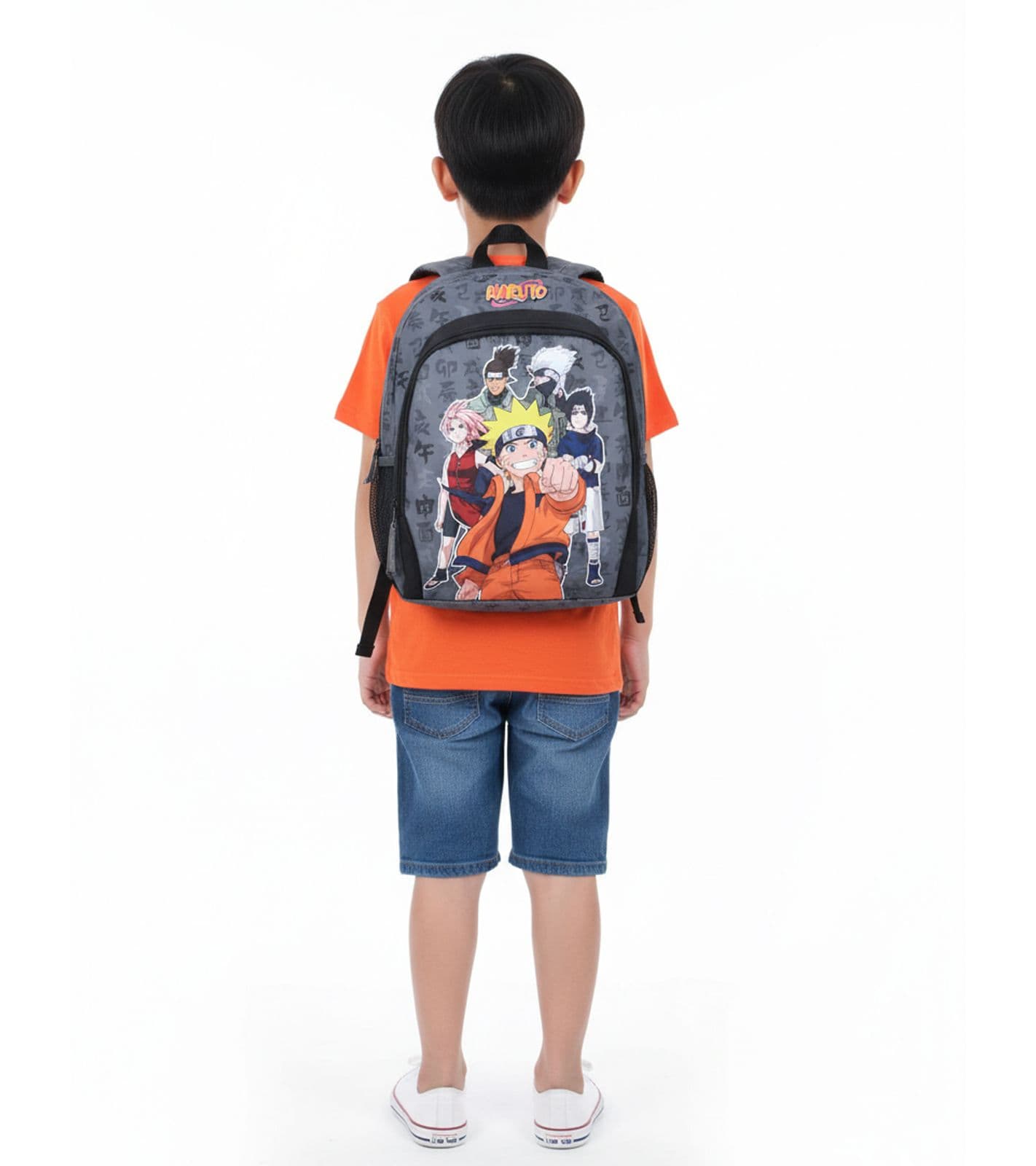 Zaino VADOBAG per bambini a tema Naruto, Daypack, Zaino per l'asilo, 7L, 135-4065, Grigio/Nero