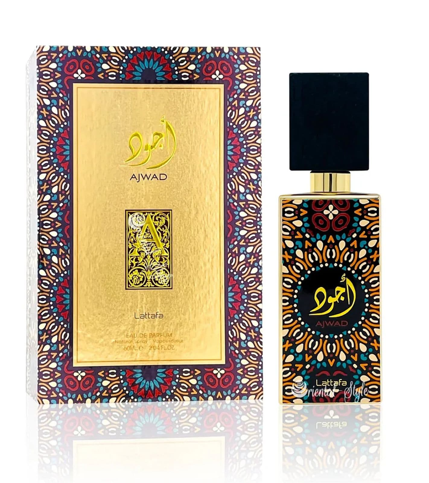 Lattafa Ajwad Eau de Parfum Unisex, Fragranza Corpo Fruttata-Floreale, 60ml, Nero/Multicolore