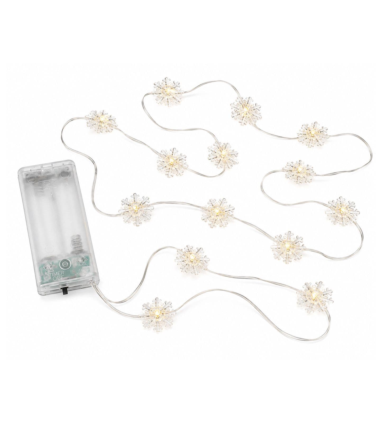 Luci decorative a LED impermeabili LIGHT MOMENTS con design a fiocco di neve, funzione timer, 2,1 metri, 20 micro LED bianco caldo, 9844442 Argento view 2
