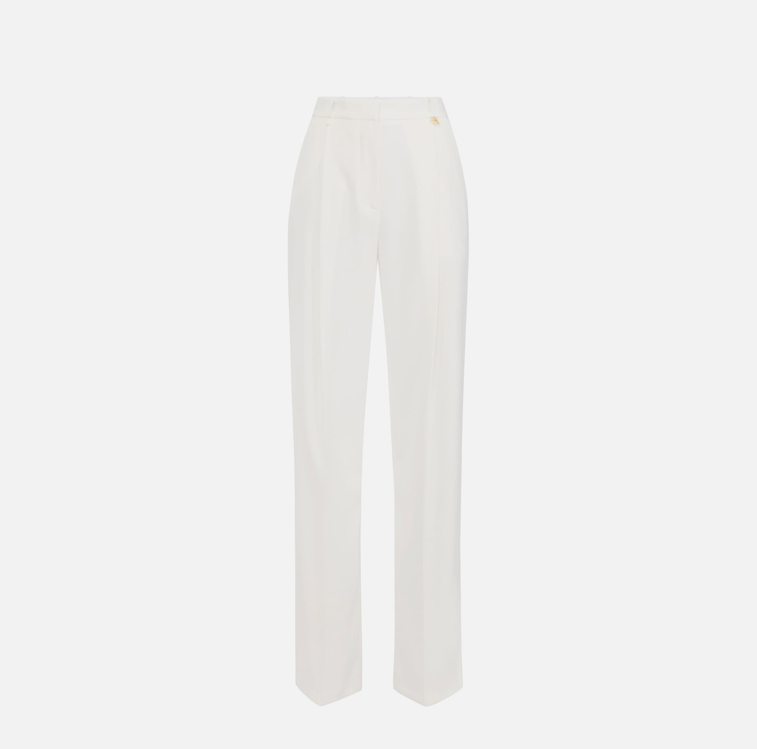 Pantaloni in crêpe leggero con logo charm