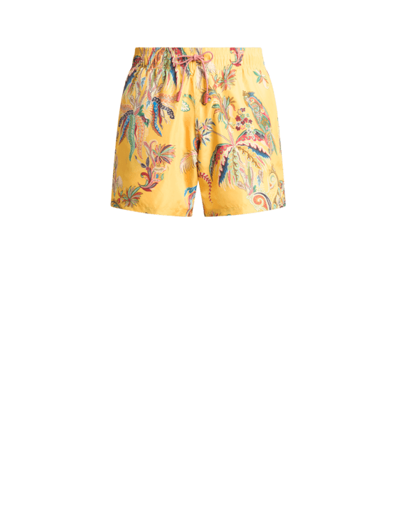 Etro, Costume Con Stampa Piazzata Pappagalli E Palme, Uomo, Giallo, Taglia XXL