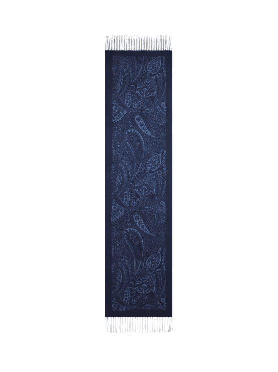 Etro, Sciarpa Jacquard In Lana Con Motivo Paisley Floreale, Donna, Blu
