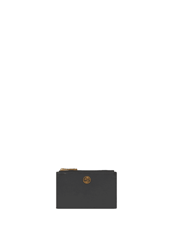Etro, Porta Carte In Pelle Con Bottone Pegaso, Donna, Nero