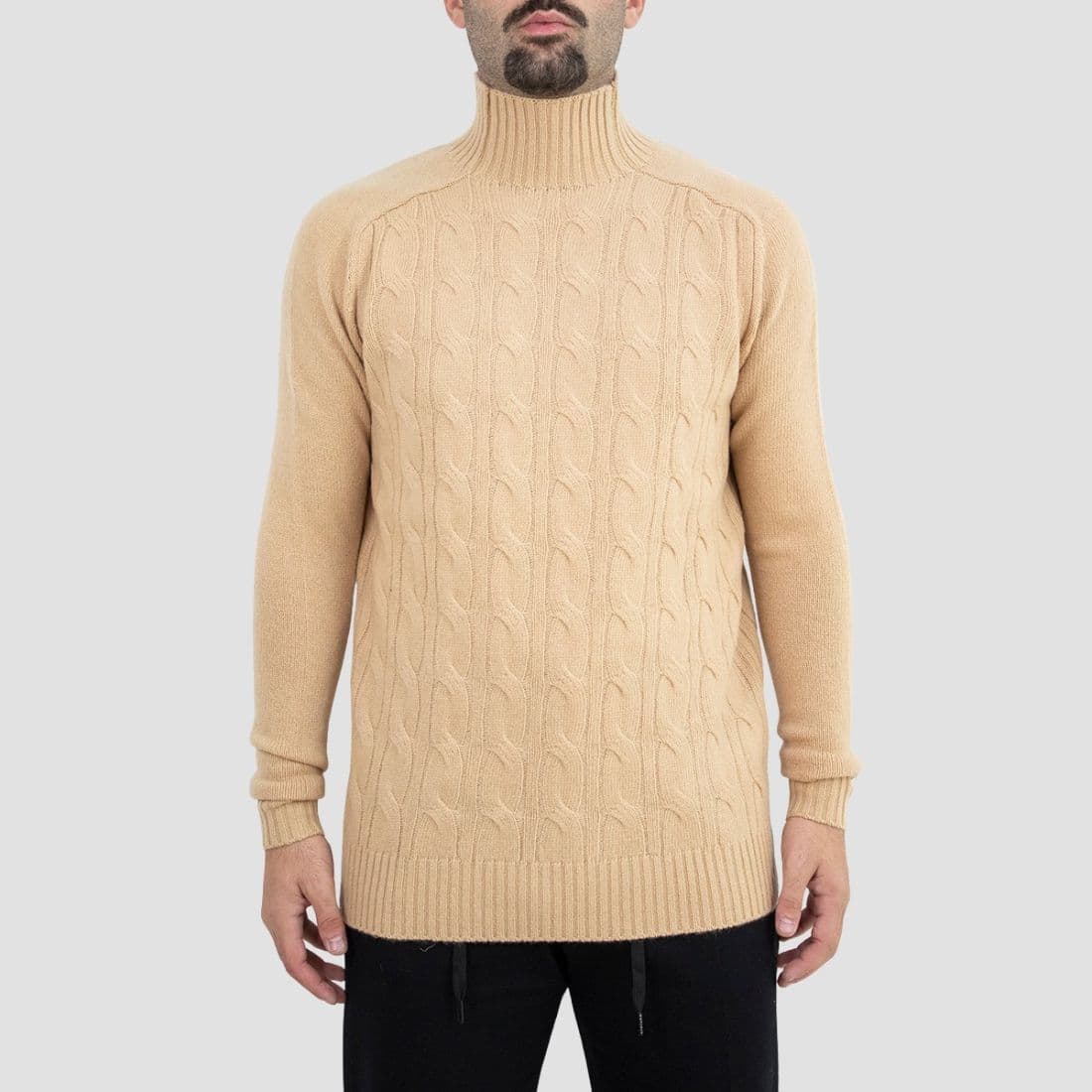 OUT/FIT - Dolcevita con trama a treccia - Colore: Beige,Taglia: L