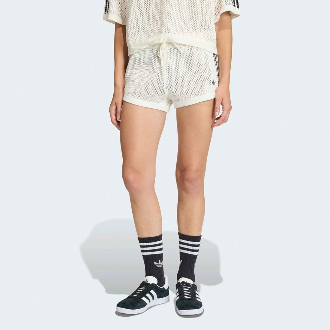 ADIDAS ORIGINALS - Shorts Knitted Crochet - Colore: Bianco,Taglia: XL