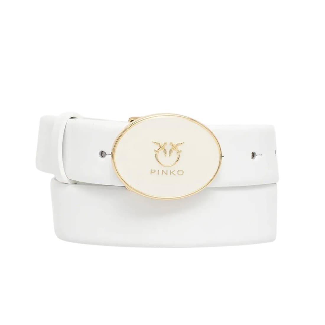 PINKO - Cintura Round Enamel - Colore: Bianco,Taglia: S