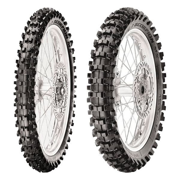 COPPIA GOMME PIRELLI 2.50-10 33J + 2.75-10 37J SCORPION MX32 MID SOFT