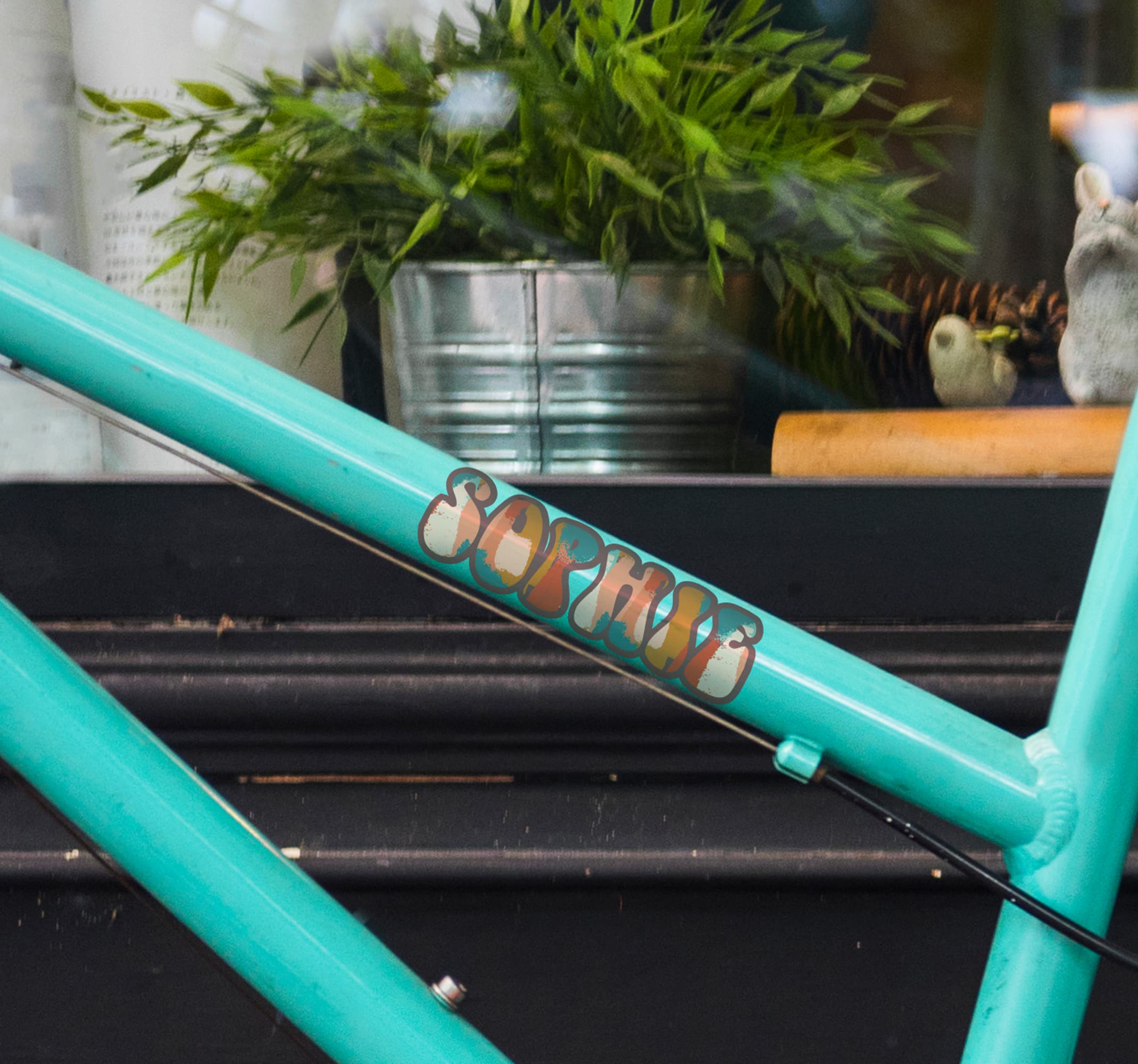 Adesivo per bici Nome personalizzato di colori diversi