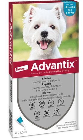 ADVANTIX SPOT ON 6 PIPETTE PER CANI DA 4-10KG