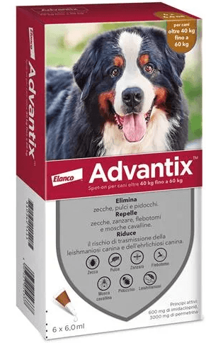 Advantix Spot-On antiparassitario per cani da 40 a 60 kg - 6 pipette