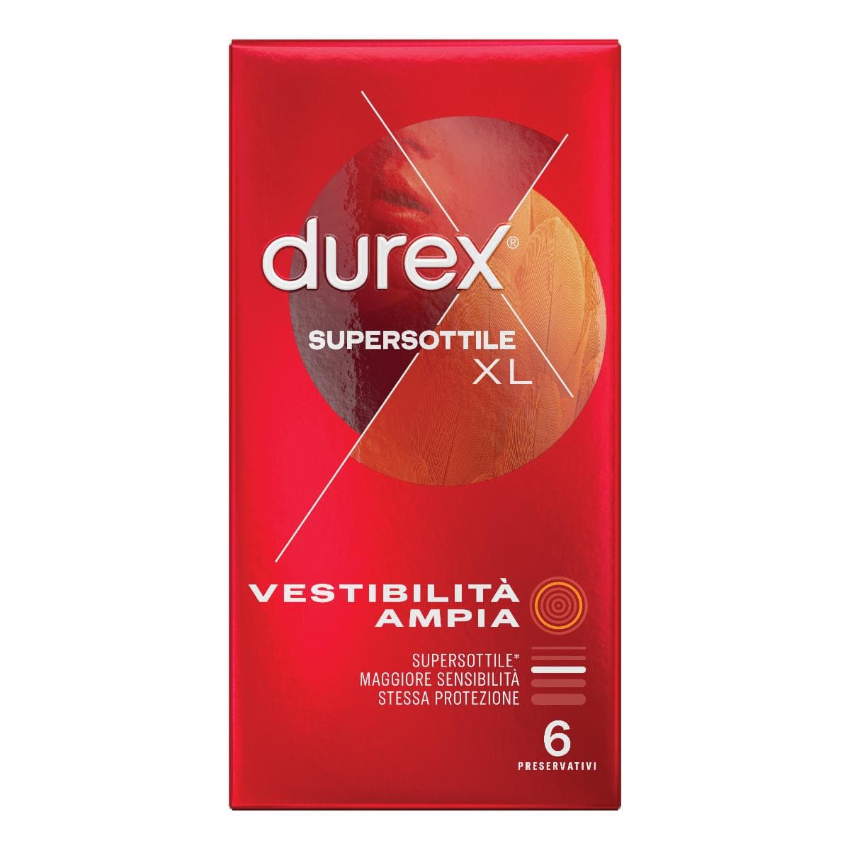 Durex Supersottile XL Profilattico Vestibilità Ampia, 6 preservativi
