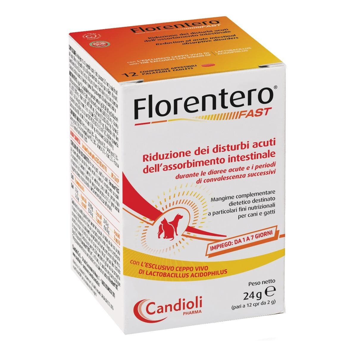 Florentero Fast per Cani e Gatti Disturbi Intestinali, 12 Compresse