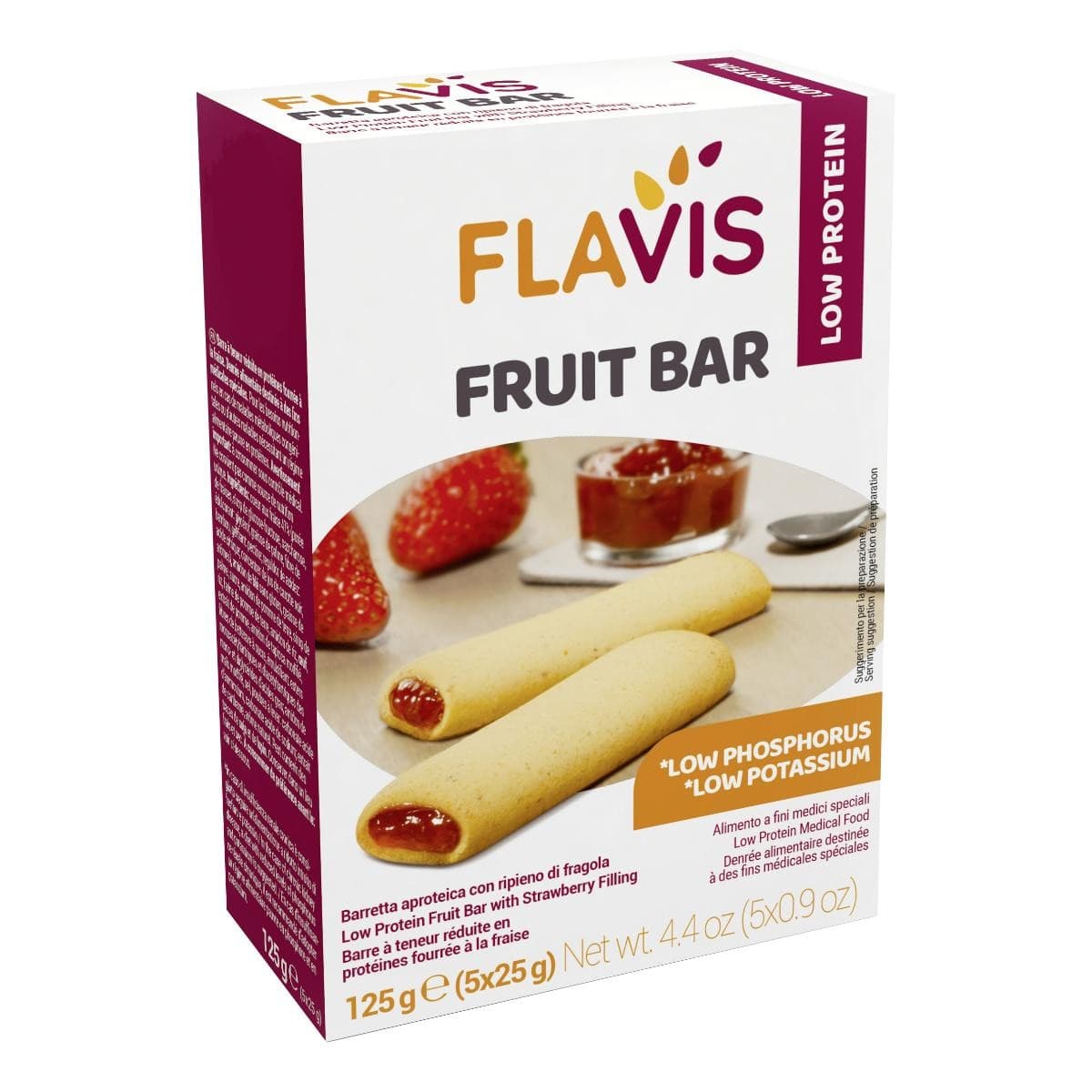 Flavis Fruit Bar Barretta Aproteica con Fragola, 125g