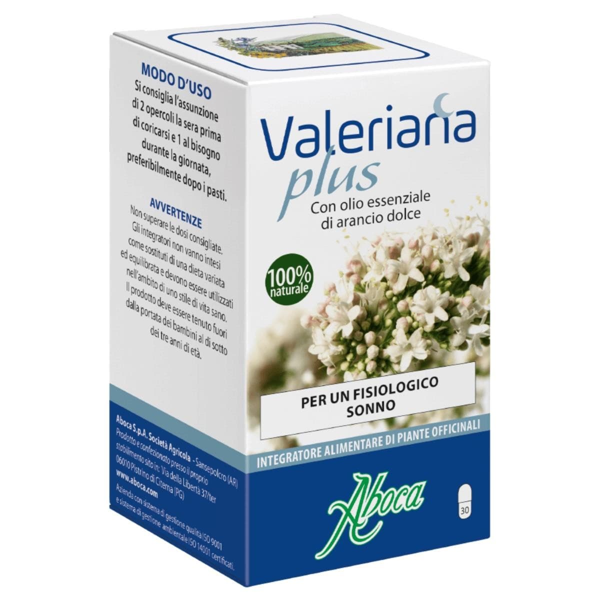 Aboca Valeriana Plus - Integratore per un Sonno Fisiologico, 30 Opercoli