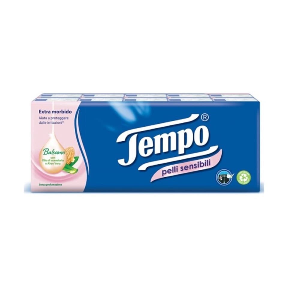 Tempo Fazzolettini per Pelli Sensibili 10 pacchi da 9 pezzi