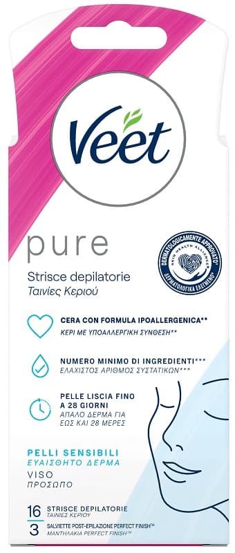 Veet Minima Strisce Depilatorie Viso 16 Pezzi
