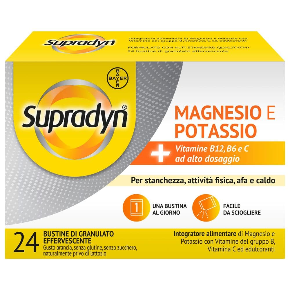 Supradyn Magnesio e Potassio - Integratore per stanchezza ed affaticamento - 24 bustine