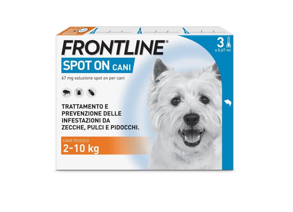 Frontline Spot On Cani da 2 a 10 kg - Pipette antiparassitarie per cani piccoli Contro Pulci, Zecche E Pidocchi - 3 pipette