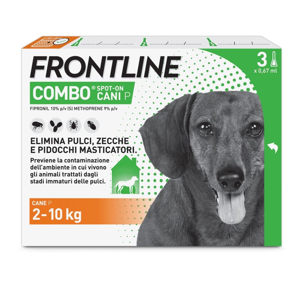 Frontline Combo Cani da 2 a 10 Kg - Pipette antiparassitarie Contro Pulci, Zecche E Pidocchi - 3 Pipette monodose