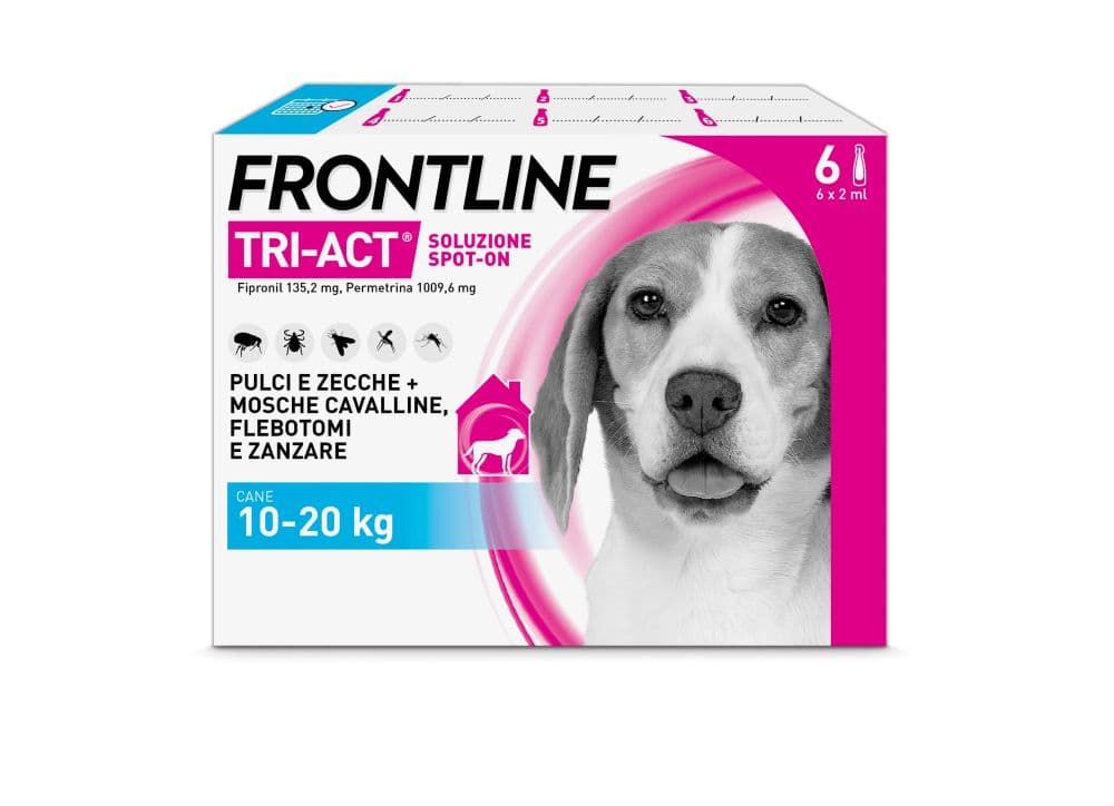 Frontline Tri-Act Cani da 10 a 20 kg - Pipette antiparassitarie Contro Parassiti Esterni E Insetti Volanti - 6 pipette monodose