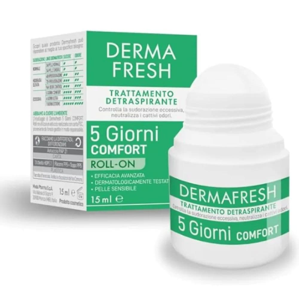Dermafresh Deo 5 Giorni Roll On - Trattamento detraspirante per sudorazione eccessiva - 15 ml