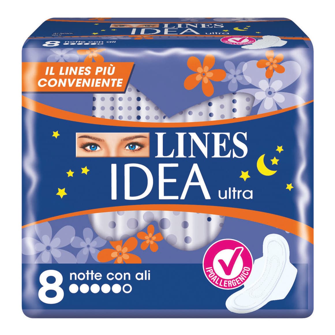 Lines Idea Ultra Notte Assorbenti con Ali 8 Pezzi