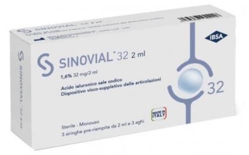 Sinovial 32 Siringa Preriempita a base di Acido Ialuronico 1,6% - 32 mg/2 ml 3 Pezzi