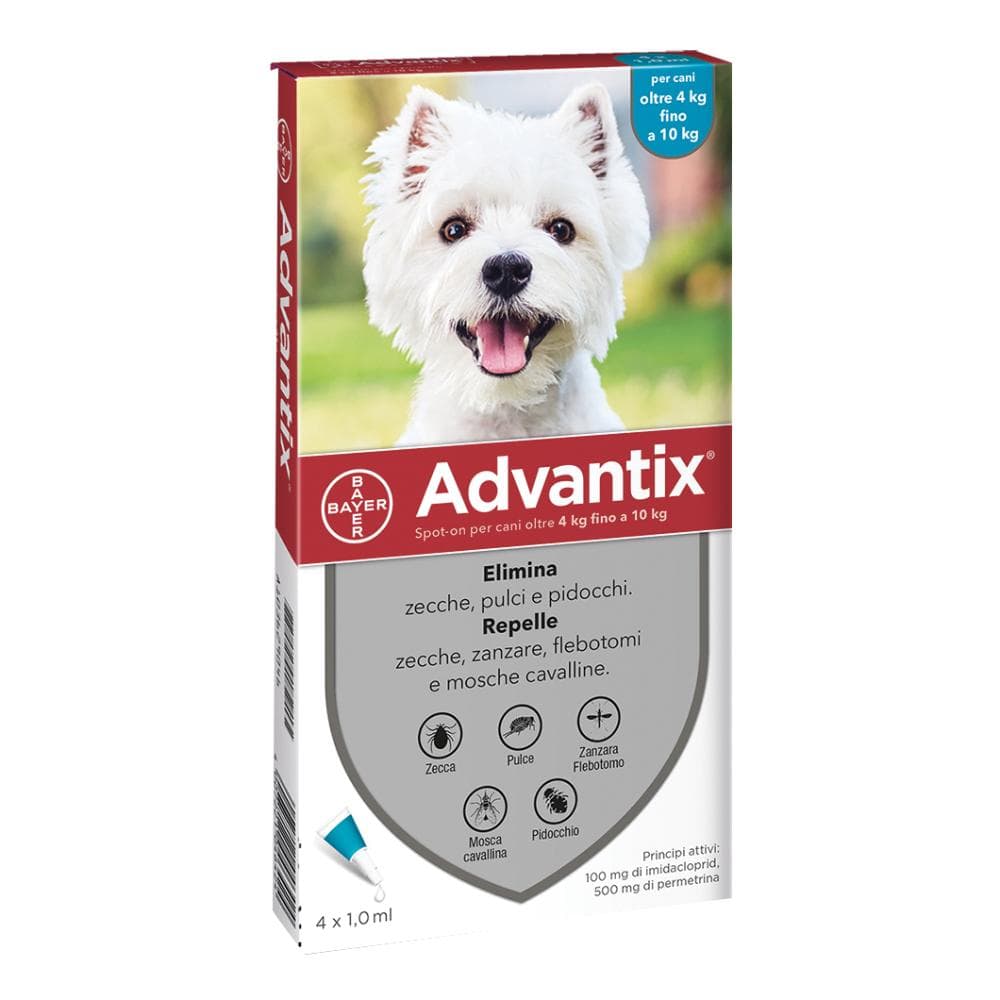 Advantix Spot On 1 pipetta 1 ml da 4 a 10 kg Antiparassitario per cani da 4 a 10 kg