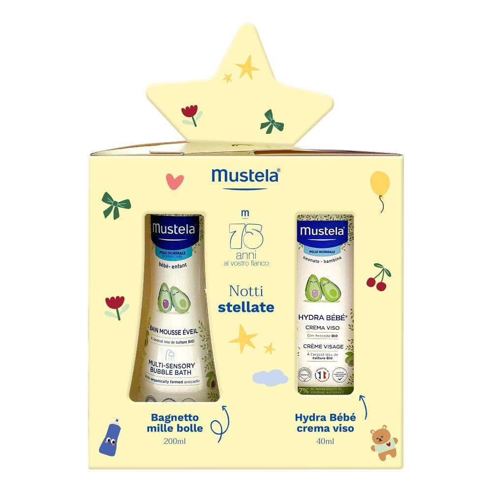 MUSTELA COFANETTO NOTTI STELLATE 1 BAGNETTO MILLE BOLLE 200ML + 1 HYDRA BEBE 40 ML