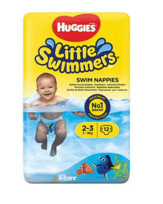 Huggies Little Swimmers Pannolino Costumino Taglia S / 3-8 Kg, 12 pannolini