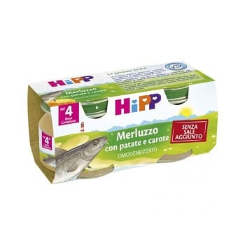 HIPP OMO MERLUZZO PAT/CAR 2X80
