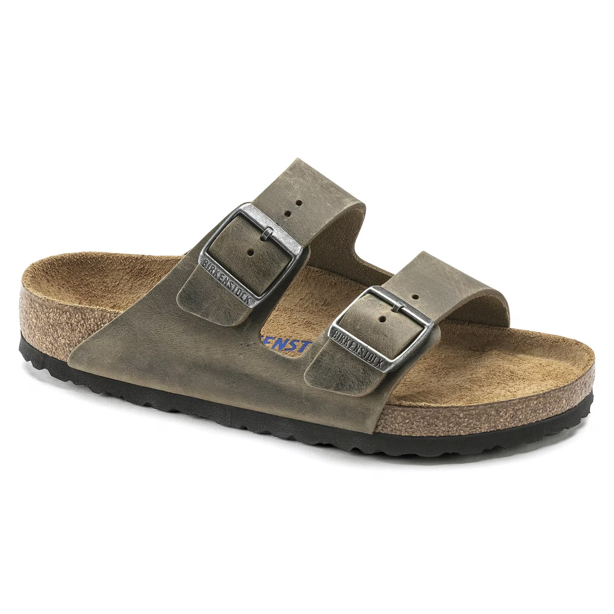 Birkenstock Arizona Pelle oliata in Faded Khaki 44