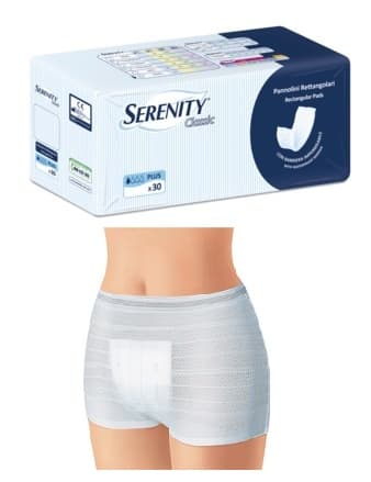 PANNOLONE PER INCONTINENZA FORMATO RETTANLARE CON BARRIERA SERENITY 30 PEZZI