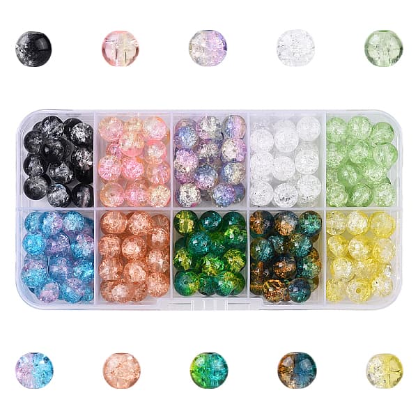 200 pz 10 colori perline di vetro crackle