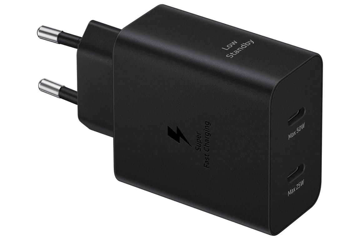 Caricabatterie da rete ULTRA RAPID DUO 50W o 2 x 25W, GaN (con cavo da 45W 1,8M Colore nero SAMSUNG EP-T5020XBEGEU - Nuevo