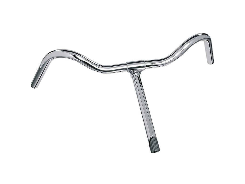 Ergotec Dutch-style (Holland) handlebar with integrated NSU stem 22.2 mm diameter 565 mm width 300 mm stem length silver